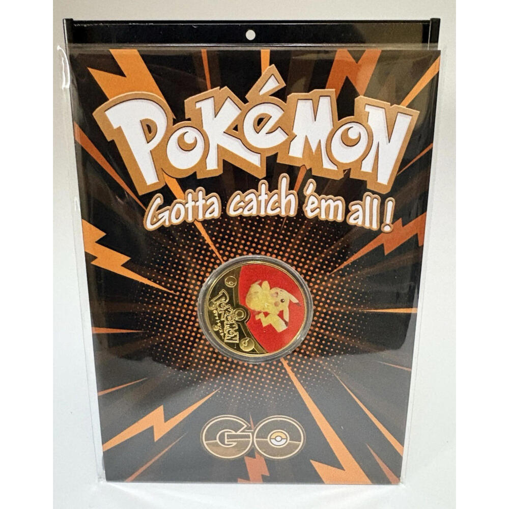 Pokemon GO | NEW 24k-Gold Plated Coin w Display Stand & Case - Happy Pikachu